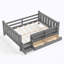 Twin Size Floor Bed with Storage Bookcases and Drawers-133599420-133599424