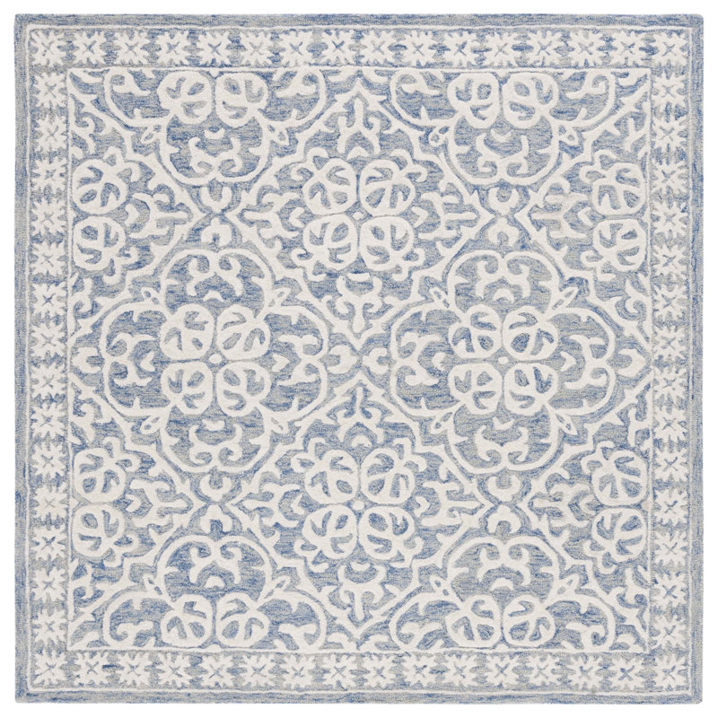 Druanne Hand Tufted Wool And Cotton With Latex Damask Rug, Square 6'