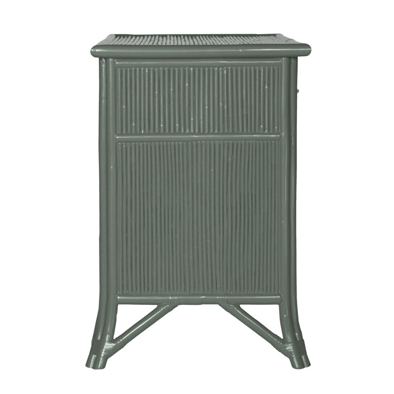 1 - Drawer Rattan Nightstand, Evergreen