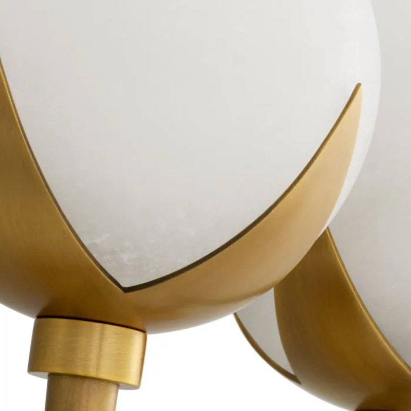 CDJ Wall Lamp Alesa Double antique brass finish alabaster, 13.78" H x 12.2" W x 5.91" D, 2