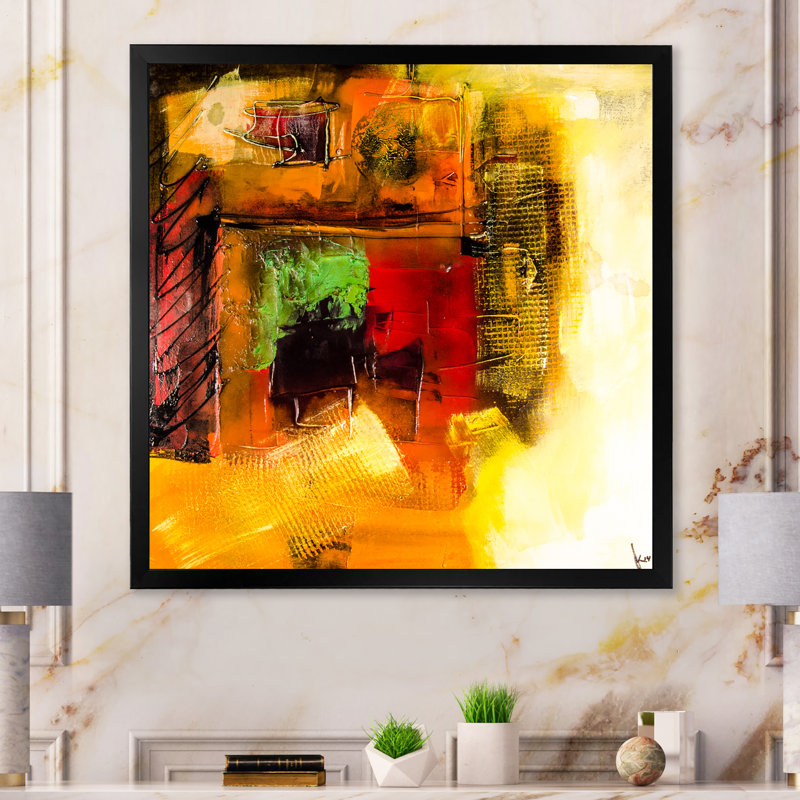 «Modern Energetic Color Dance IV», reproduction d'art sur toile, Cadre photo noir, H 16 po x l 16 po x P 1 po