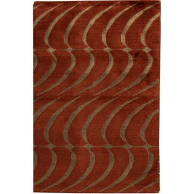 Abstract Hand-Knotted Wool Rust Area Rug