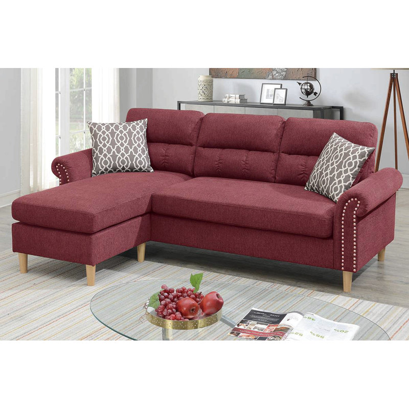 Ensemble de canapé modulaire réversible Polyfiber, Tissu - Rouge