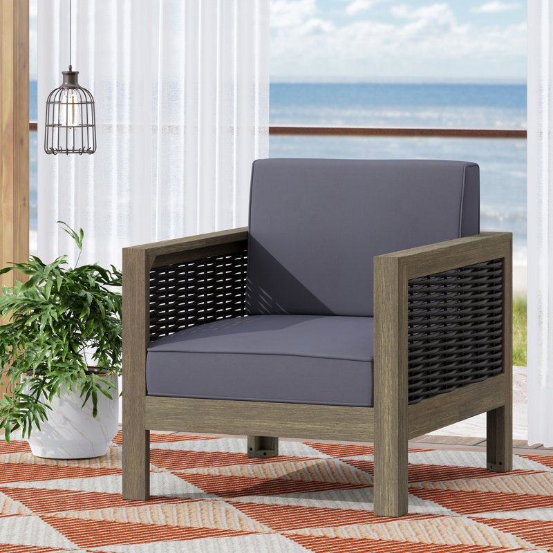 Oxly Acacia Outdoor Lounge Chair, Gray/Dark Gray