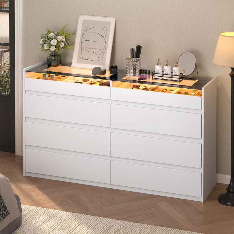 8 Drawer 47.2" W Double Dresser, White