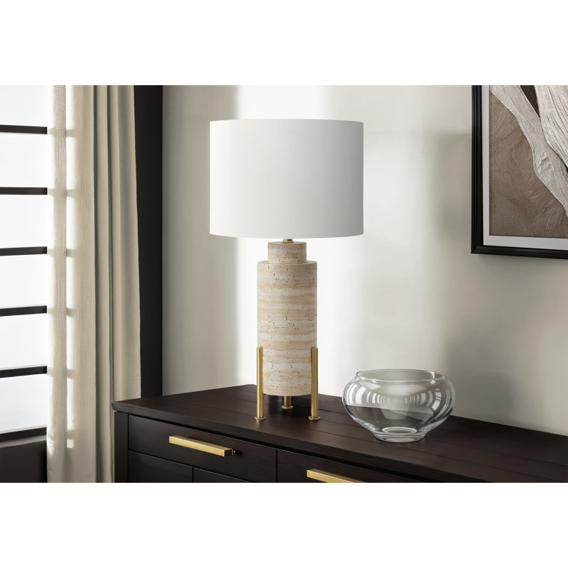 Lighting, 30 po, lampe de table, résine beige, abat-jour ivoire / crème, transitionnel