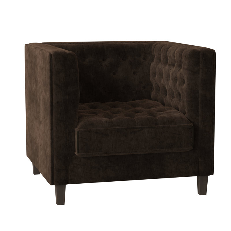 Jess Tufted Armchair, Sachi Chocolate, Brown Mahogany