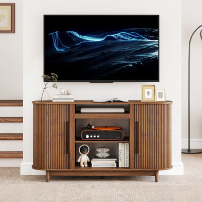 59" Fluted TV Stand, with Open Storage, for TVs up to 60"