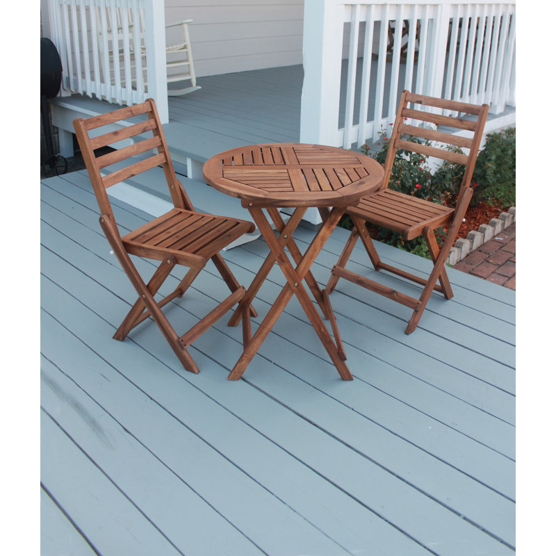Borica 2 - Person Wood Patio Dining Set with Round Table