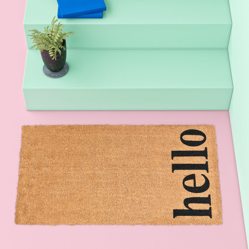 Tapis de porte extérieur antidérapant Arnitha, Rectangle 2 pi x 3 pi, Naturel / Noir
