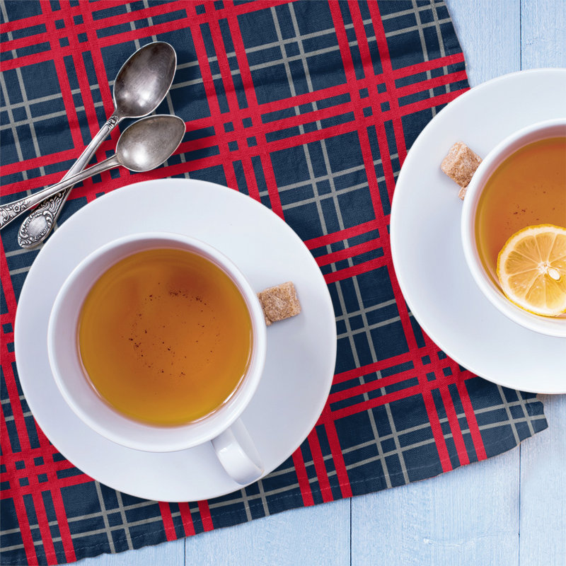 Plaid Tea Towel Kitchen Towel, Polyester, Navy/Red/Gray