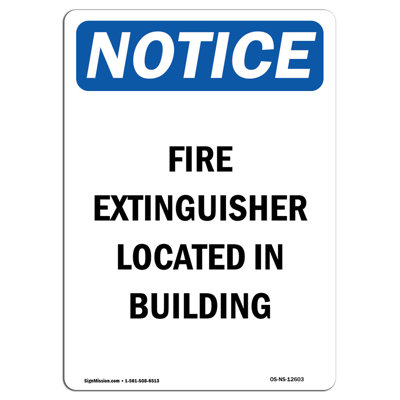 Fire Extinguisher Located in Building Sign