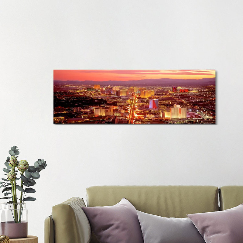 Aerial Las Vegas NV USA - Wrapped Canvas Panoramic Print, 121.92 cm H x 40.64 cm W x 1.91 cm D