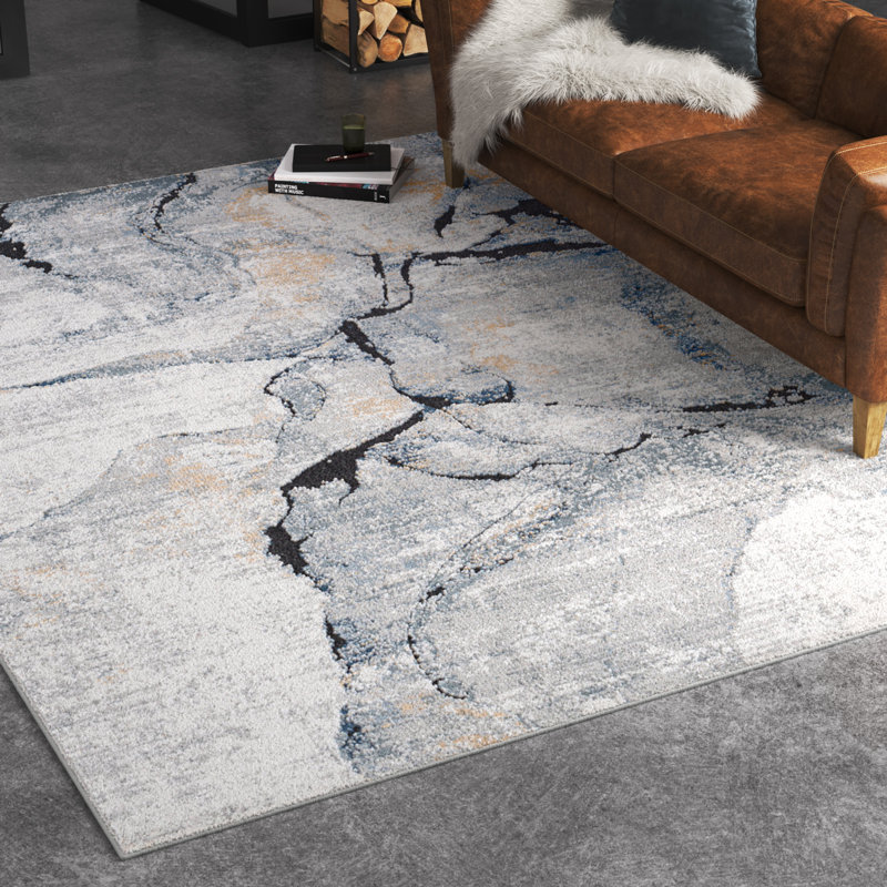 Steve Abstract Gray Area Rug, Rectangle 7'10" x 10'
