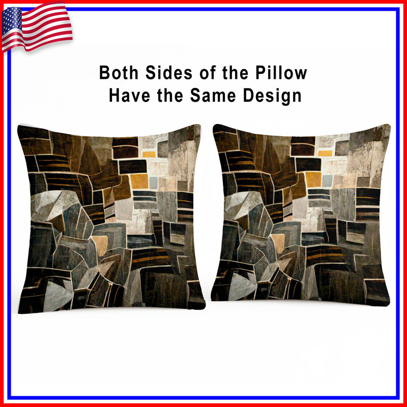 Coussin décoratif abstrait, coussins double face Art, 18 po x 18 po