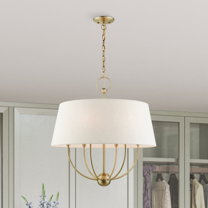 Antonya 6 - Light Dimmable Drum Chandelier, Antique Brass