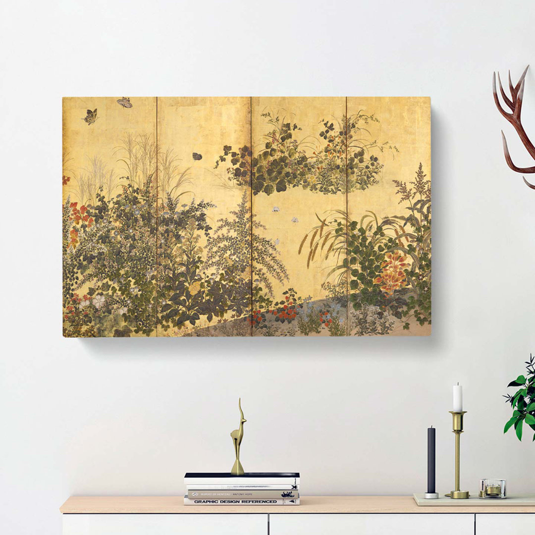 Butterflies & Flowers by Tawaraya Sotatsu - Wrapped Canvas