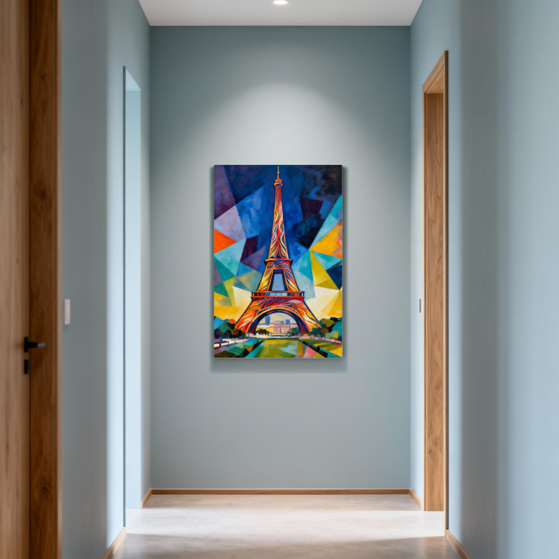 Scénario et paysages urbains colorés, tour Eiffel géométrique, H 30 po x l 20 po