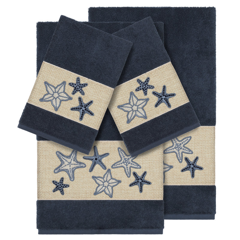 Ensemble de serviettes 3 pièces Lydia, Bleu minuit, Ensemble de serviettes 3 pièces (serviette de bai
