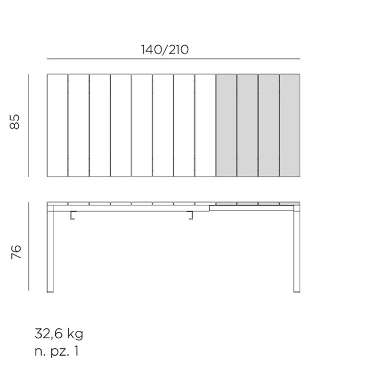 Rio Outdoor Dining Table, Anthracite, 29.92" H x 39" W x 110.24" L