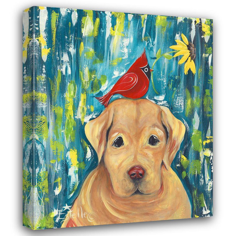«Lark Manor ™ Grengs, Estelle, art sur toile tendue sous le titre: Cardinal and Golden Lab, H 24 po x l 20 po