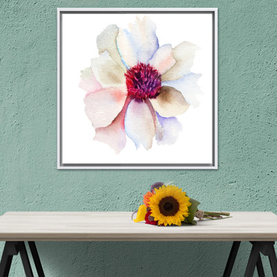 Élégante impression à l'aquarelle de fleurs blanches: œuvres d'art sur toile abstraites, toiles à cadre blanc 1P