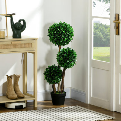 Realistic Looking Artificial Plant - Enhances Living Room Aesthetics 3Ft Tree With Faux Soil Pot Natural Look Decor
