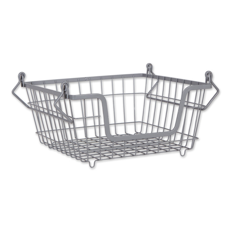 Rebrilliant Decorative Basket, 6" H x 11" W x 11" D, Cool Gray