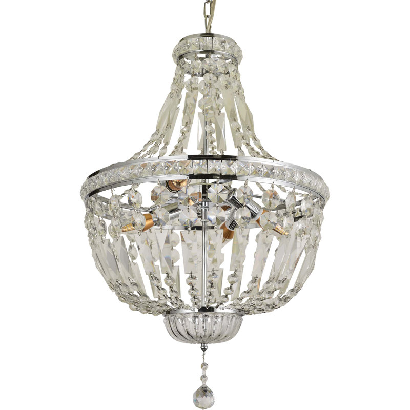 Lustre candélabre 4 lumières chromé avec accents de cristal