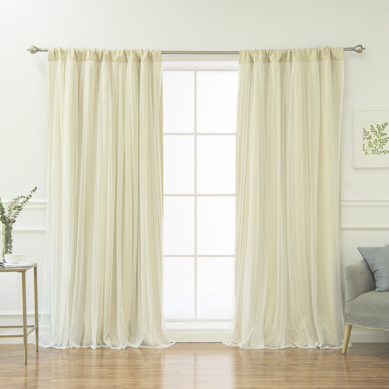 Harborcreek Solid Color Blackout Thermal Rod Pocket Curtain Panels, 52" W x 84" L, Beige