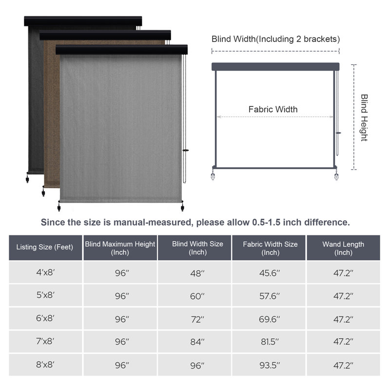Semi Sheer Roll-Up Shade, Graphite, 48"W x 96"L