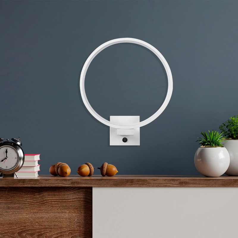 Lampe murale moderne blanche avec corps en métal, 11,8 x 14,2 x 3,5 pouces | DEL intégrée 12 W 3 000 K | Plaque de base en métal durable, 3,9 x 3,9 x 1,6 pouces | Solution d'éclairage élégante pour la maison et le bureau, indice de protection IP20, câble de 6,6 pi