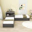 Lit plateforme simple en bois avec lumière DEL, bureau, tablettes et lit gigogne-974831403