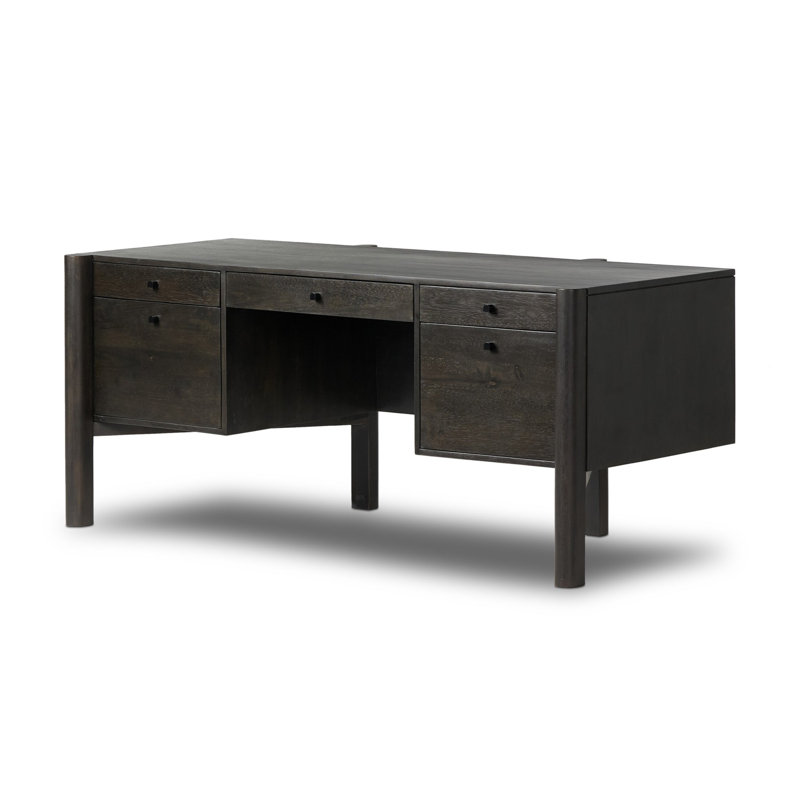 Bureau Jeanna, Bois d'hévéa noir usé