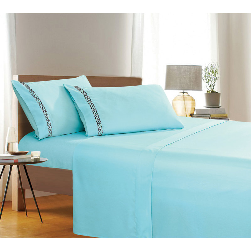 Microfiber Percale Sheet Set, Aqua, King
