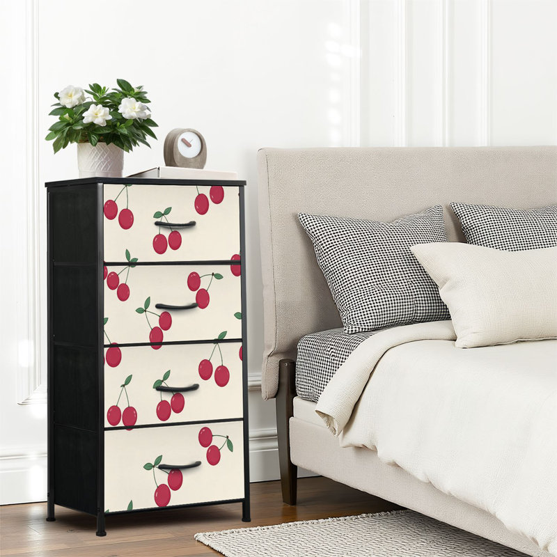 4 Drawer Dresser for Bedroom, Narrow Chest of Drawers, Wooden Top and Study Iron Frame 18"x37.5"-(WxH)