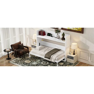 Bed Twin Xl With Desk, Led & . White Color. Produced Utilizing Solid Wood And For A Versatile Home Office Or Guest Room Size Lights, White. Composed Using