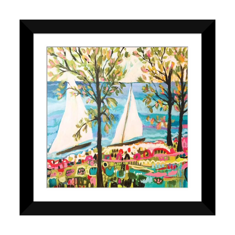 «Nautical Whimsy IV», reproduction sur toile, H 24 po x l 24 po x P 1 po, Papier beaux-arts encadré noir, Blanc