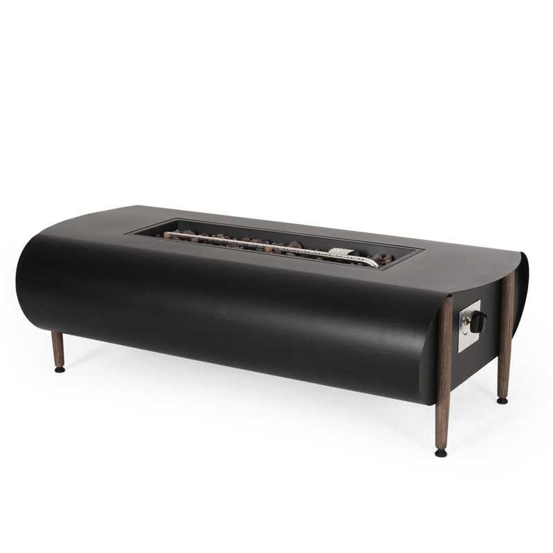 50000 Rectangular Fire Pit - Dark Gray Iron Outdoor Comfort Enhancer 50,000Btu Enjoyment Producer Unit