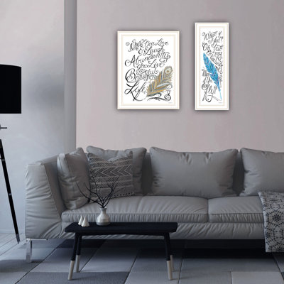 2 White Framed Wall Art For Living Room & Bedroom - Home Decor By Strain Elegant