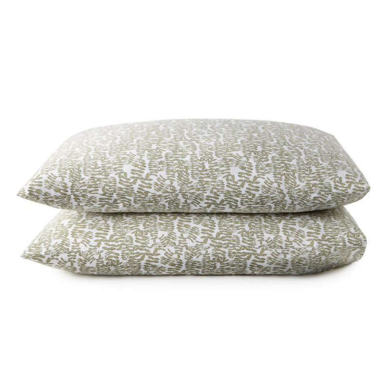 Fern 100% Cotton Envelope Sham, King, Olive