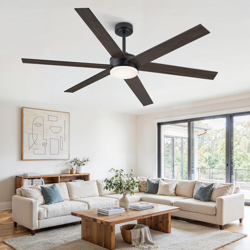  Cissline 60" Modern Black Ceiling Fan With Light, Remote & App Control for Living Room/Dinning Room