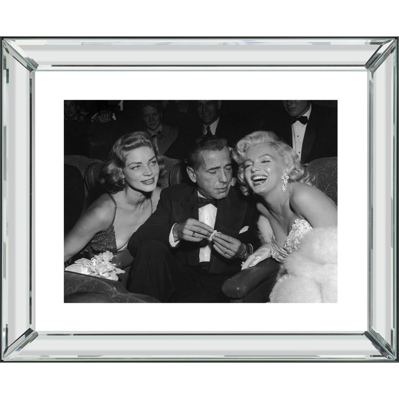 Marilyn Monroe, Humphrey Bogart And Lauren Becall At Ciro''s Nightclub - Print on Wood