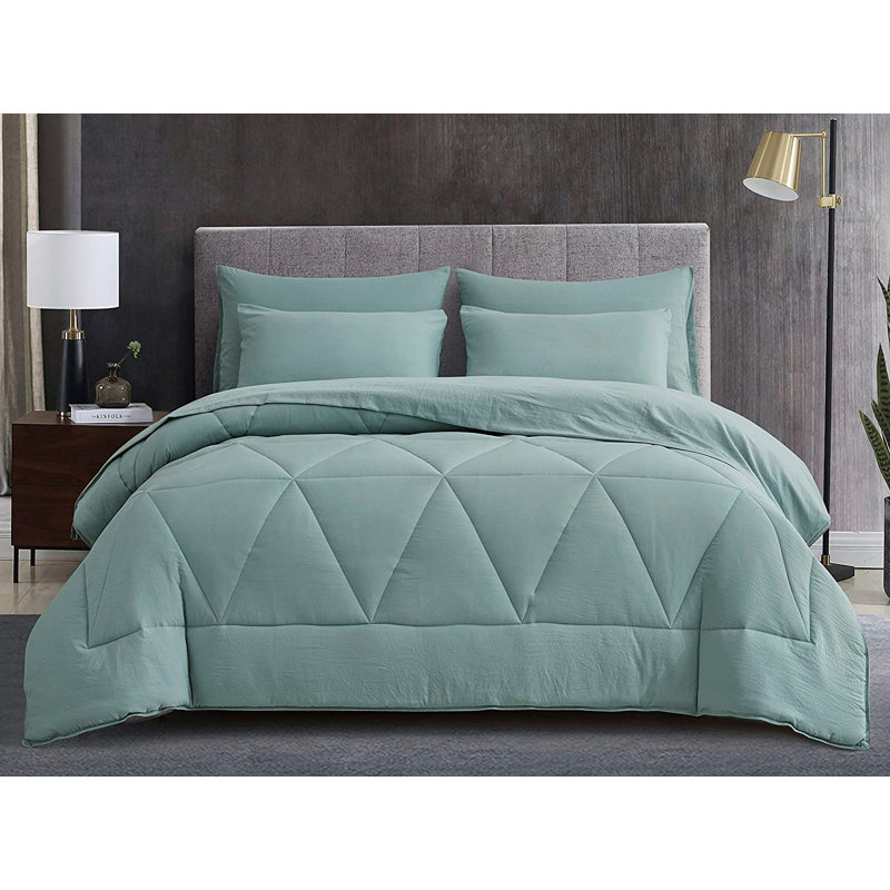 Microfiber Bed in a Bag Comforter Set, Aqua, Queen Comforter + 6 Additional Pieces