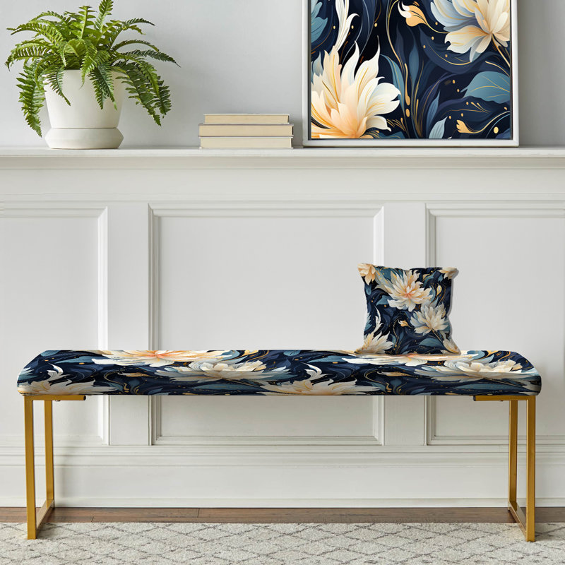 Banc rembourré or, Astral Ikat Whimsy
