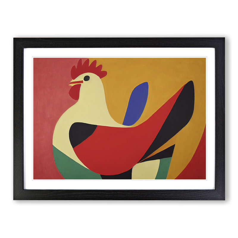 Rooster Abstract Vol.1 - Single Picture Frame Print, Black Framed, 46cm H x 64cm W x 2cm D