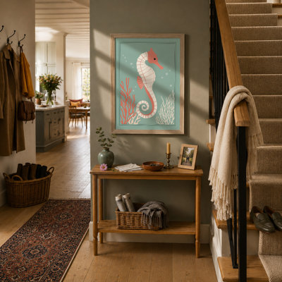 Graceful Seahorse Coastal - Framed Print