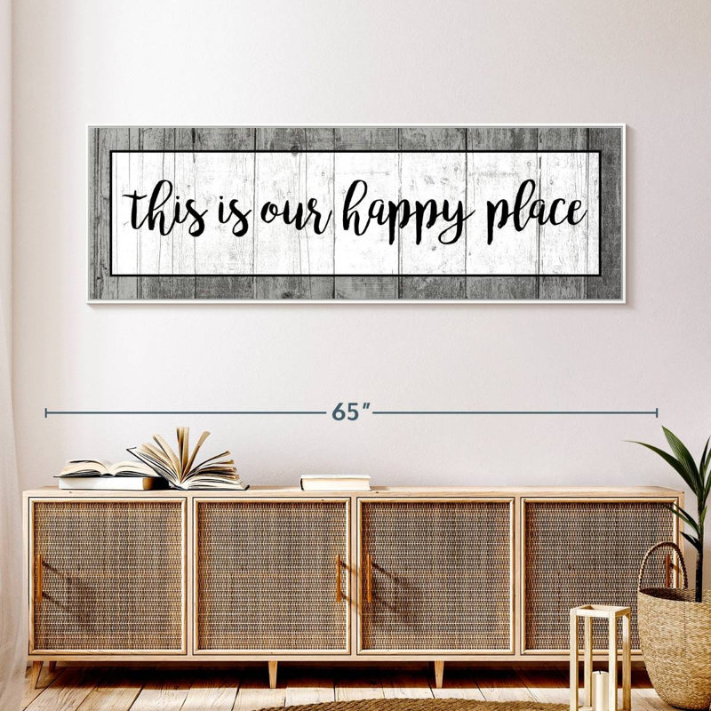 Plaque murale «This is our happy place», 57" X 19", Floating Frame White