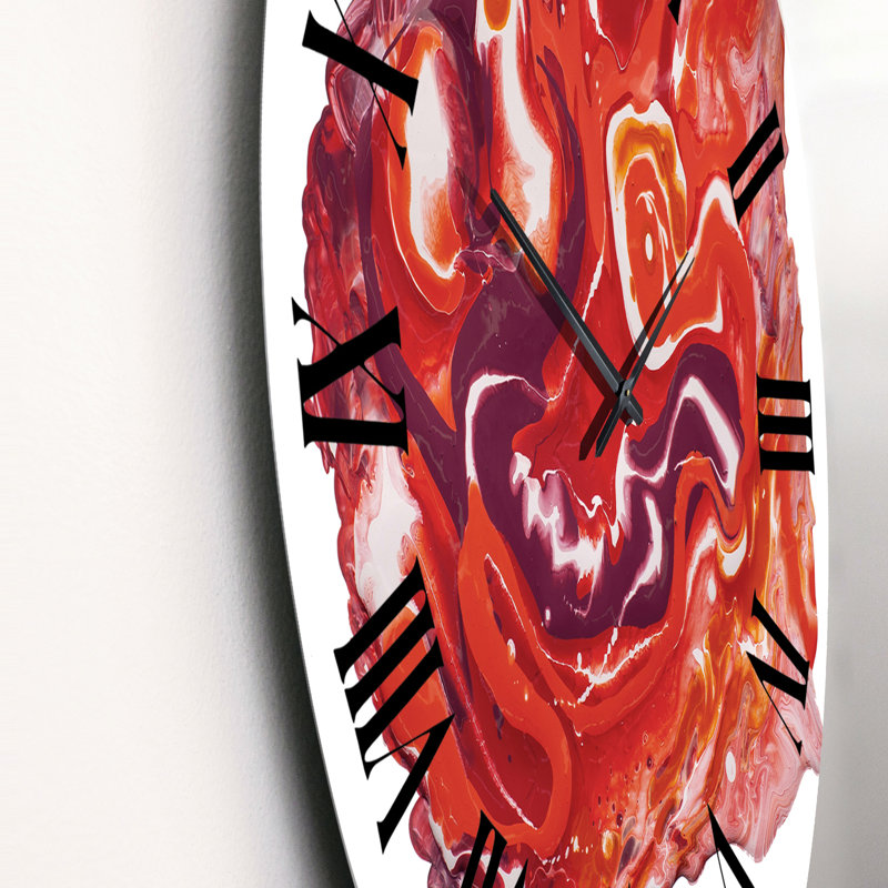 Red Vibrant Marble Universe - Horloge murale moderne, Moyen
