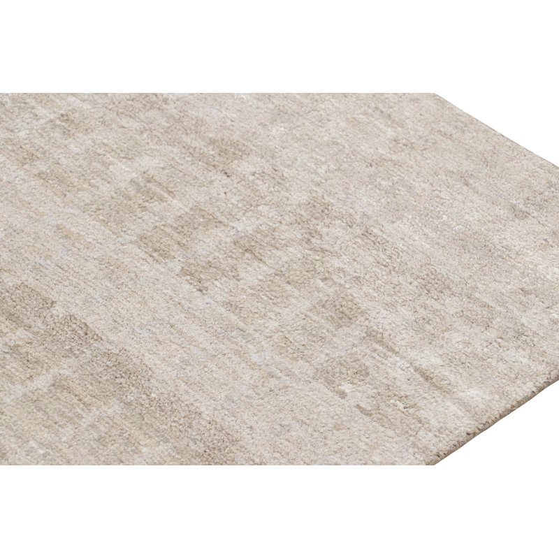 Hand Knotted Striped Area Rug, Rectangle 6' x 8'